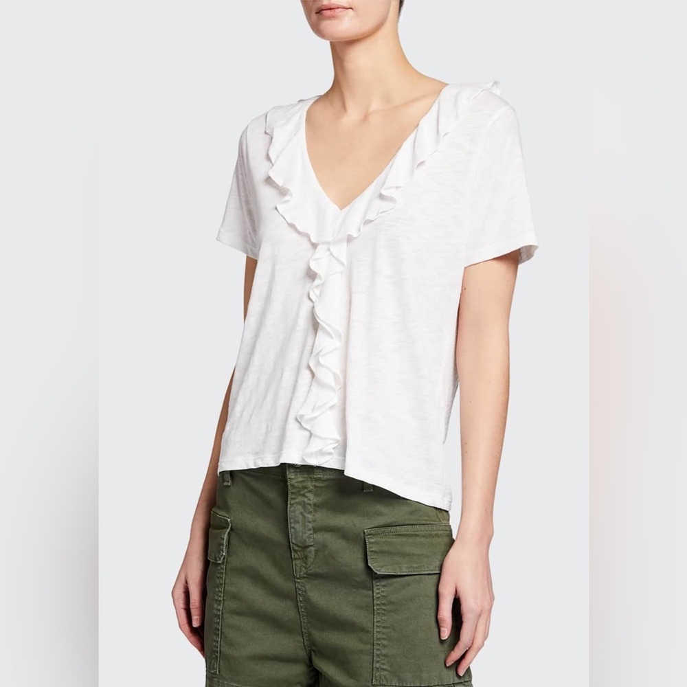 Veronica Beard Ivory Ruffle Blouse